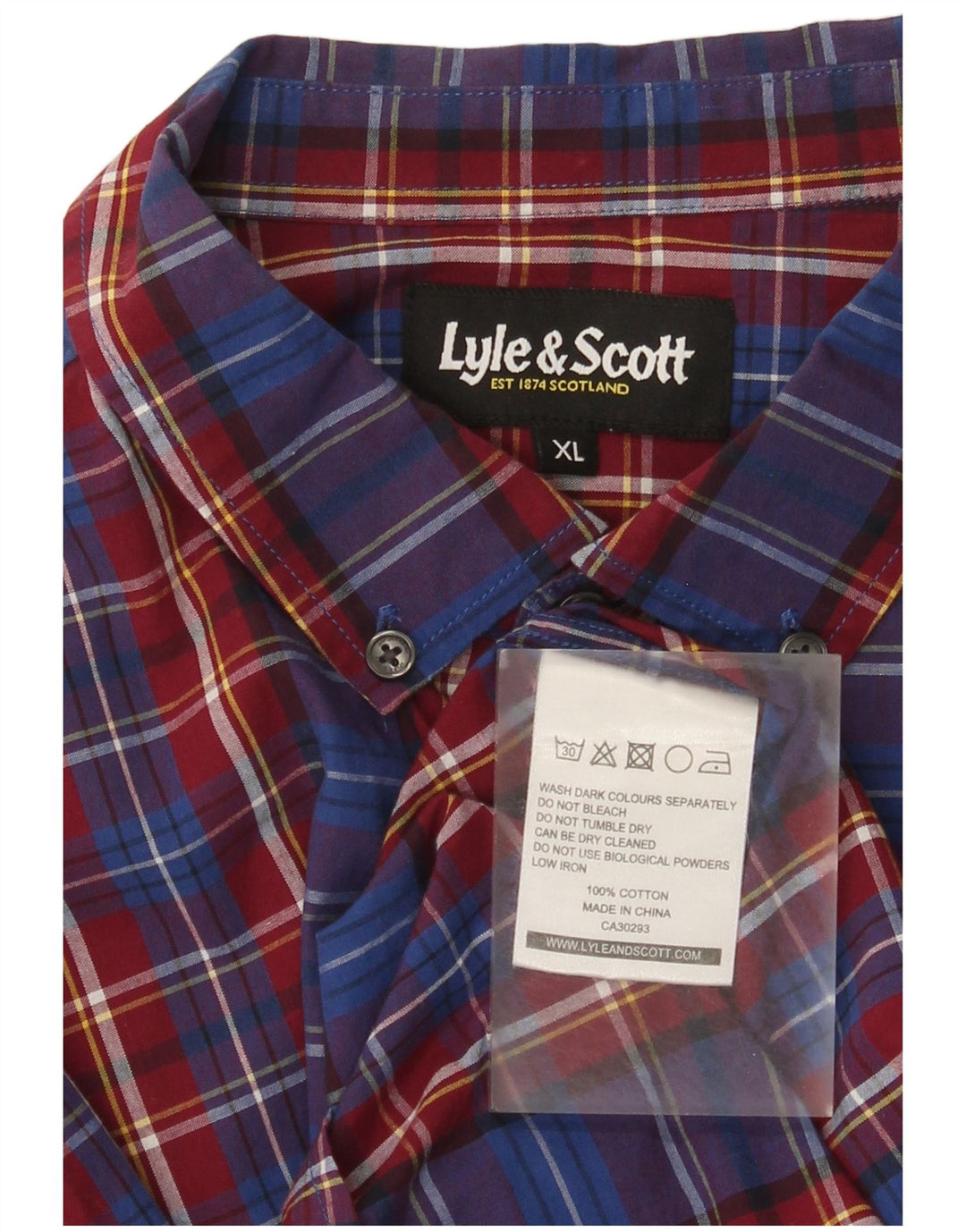 Lyle & Scott Camisa Hombre XL Algodón A Cuadros Azul