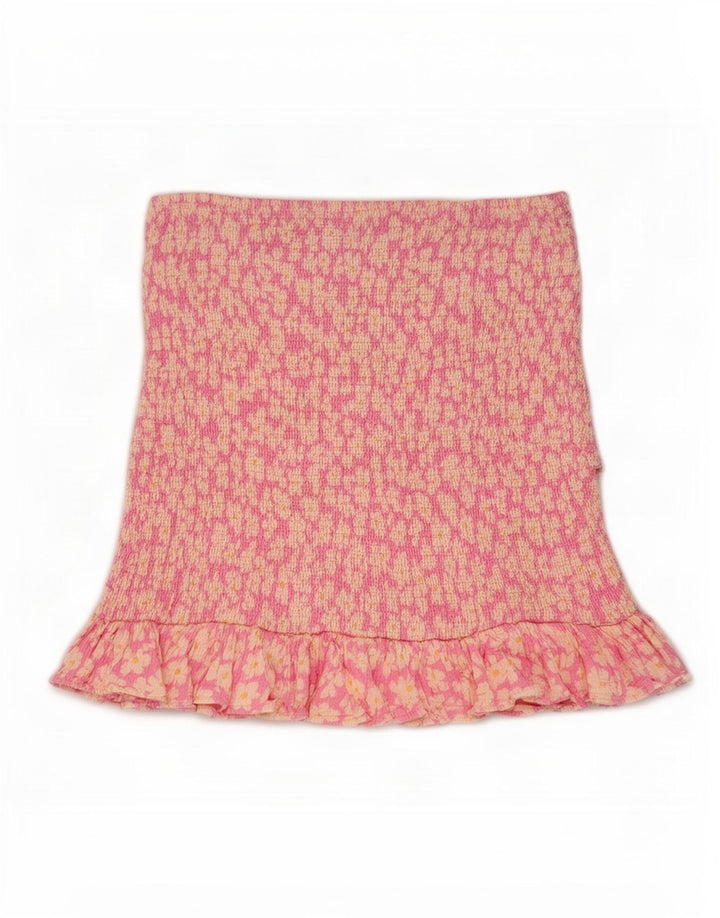 Zara Mujer Mini Falda Con Volantes Pequeña W26 Rosa Floral