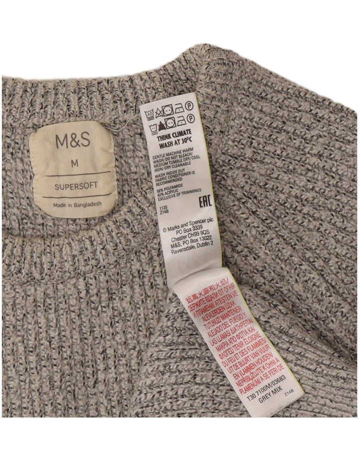 Marks & Spencer - Jersey de cuello redondo para mujer, talla 40, color gris medio moteado