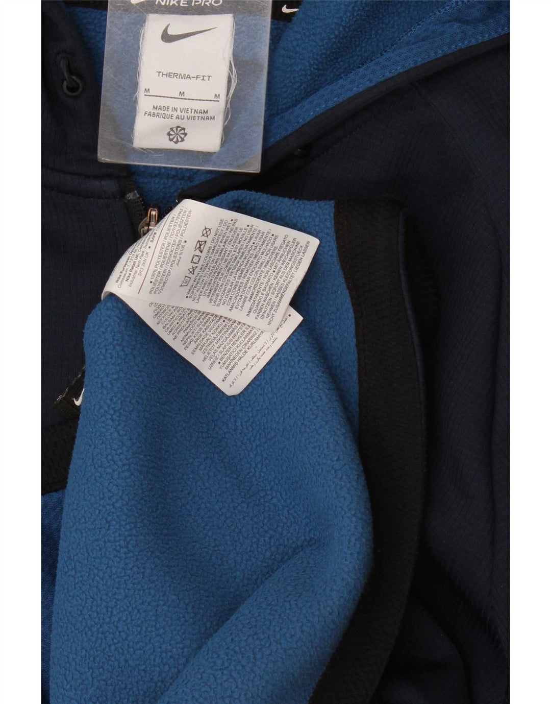 Nike - Sudadera con capucha y cremallera Therma-Fit para hombre, poliéster, color azul marino mediano