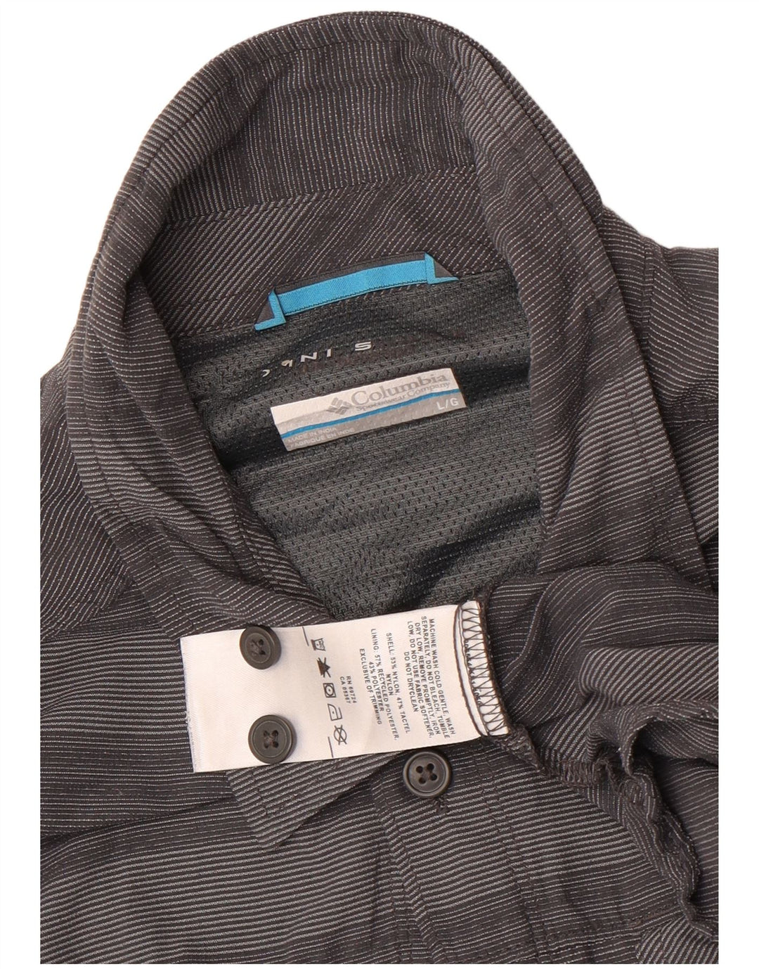 Columbia Camisa para hombre grande de nailon a rayas grises