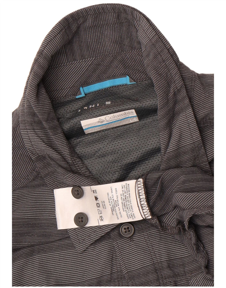 Columbia Camisa para hombre grande de nailon a rayas grises