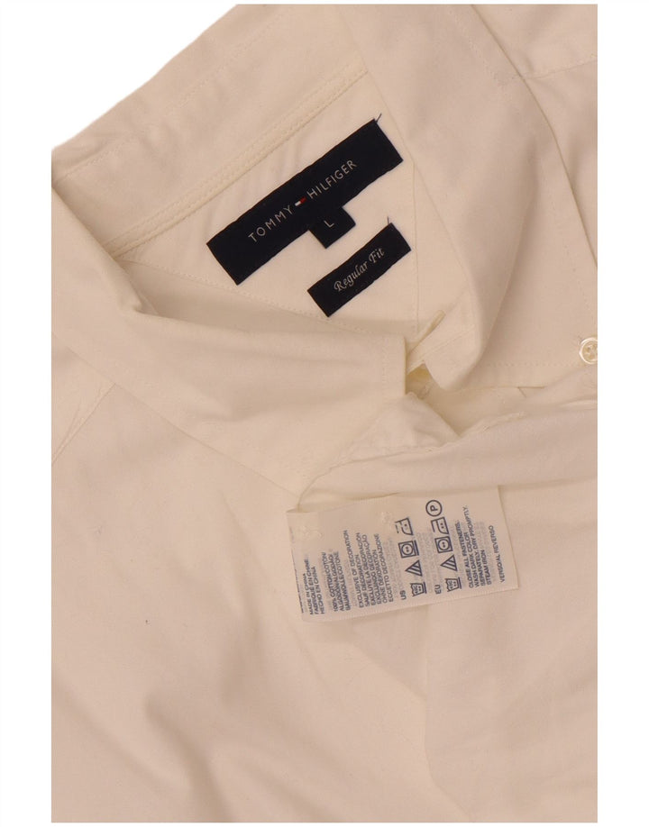 Tommy Hilfiger Camisa Regular Fit para Hombre Algodón Blanco Grande