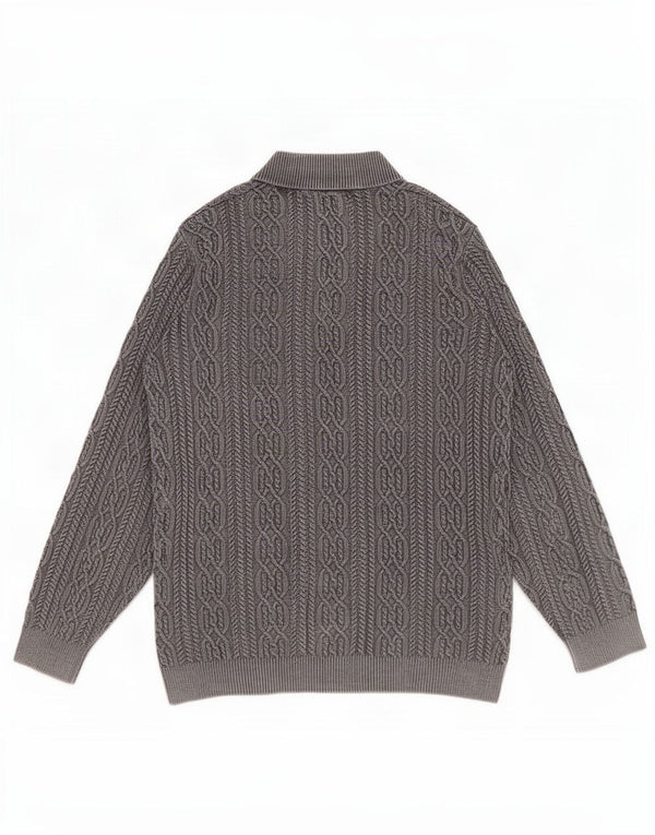 Joe Browns Mens Button Neck Jumper Sweater 2XL Grey Cotton