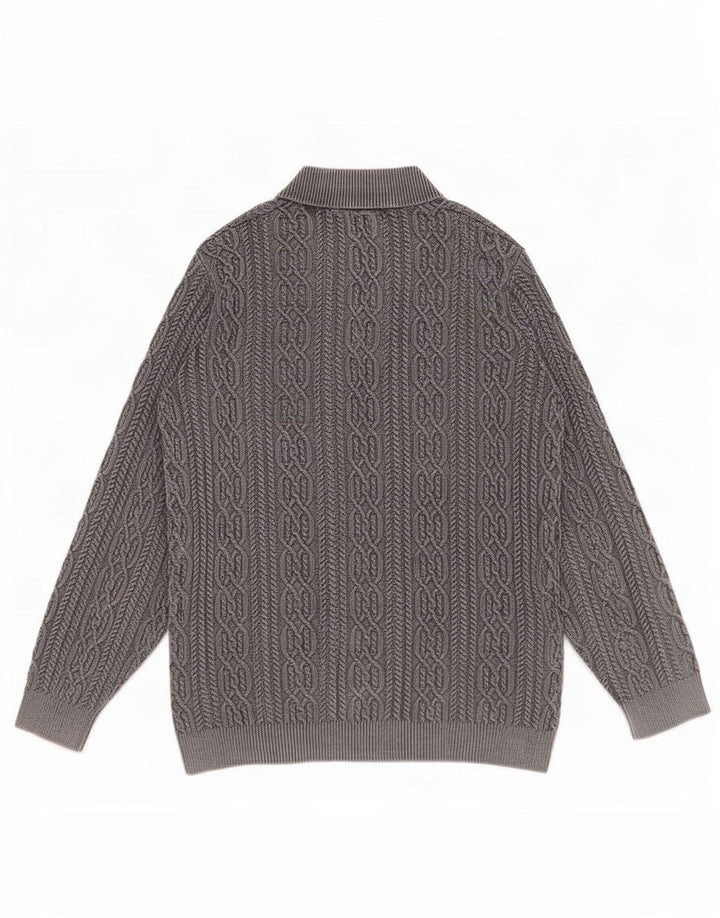 Joe Browns Suéter tipo jersey con cuello y botones para hombre, talla 2XL, algodón gris