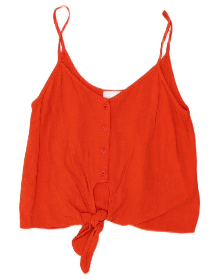 Topshop Top corto con lazo en la parte delantera para mujer UK 8 Small Viscosa roja
