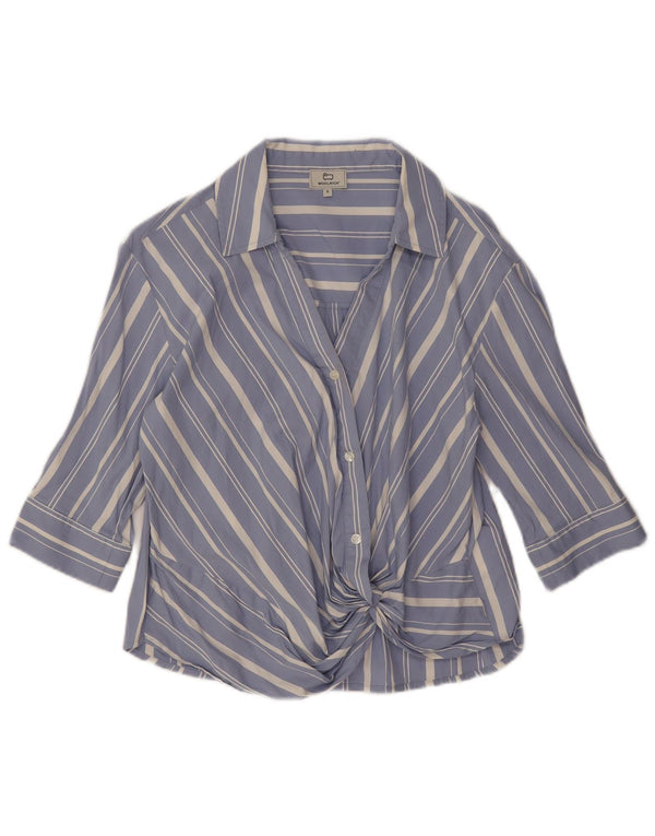 Woolrich Blusa camisera extragrande de manga 3/4 para mujer UK 10 Small Blue Stripes