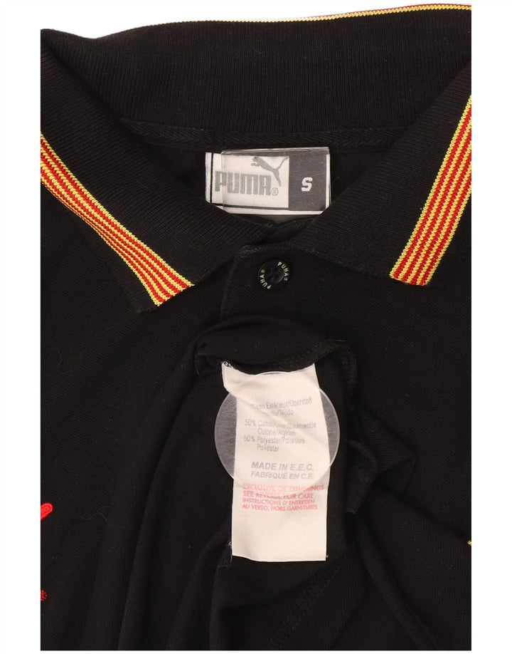 PUMA Polo para hombre pequeño de algodón negro