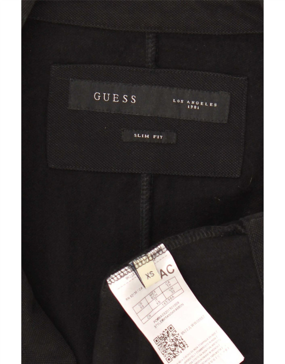 Guess Chaqueta Blazer Slim Fit con 2 Botones para Hombre UK 32 2XS Algodón Negro