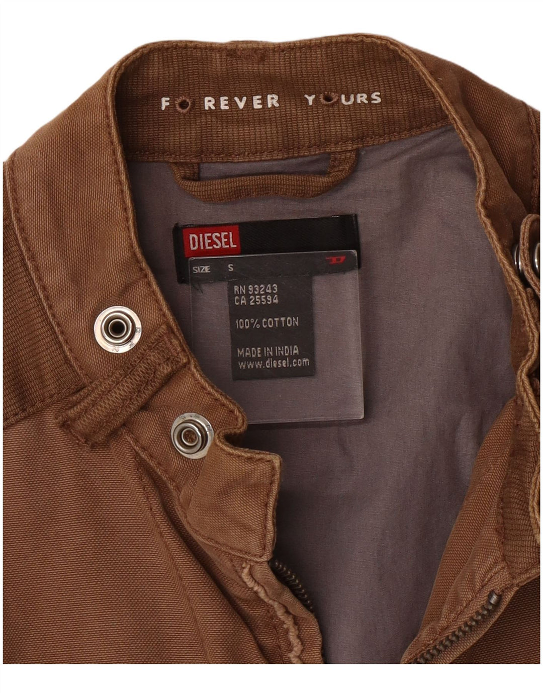 Diesel Chaqueta Bomber para Hombre UK 36 Small Marrón Algodón
