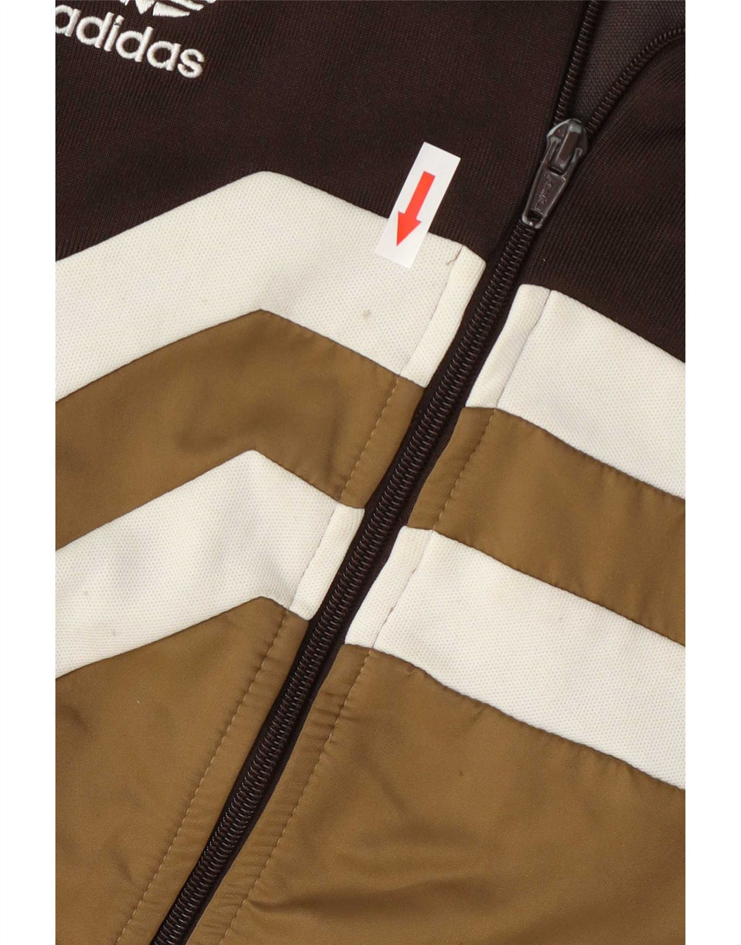 Adidas Hombre Chándal Top Chaqueta Grande Marrón Colorblock Algodón