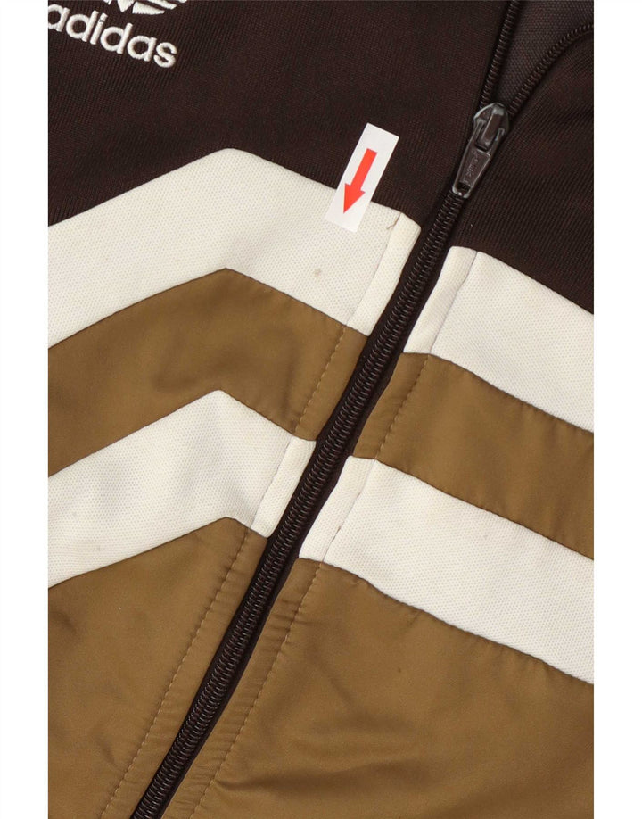 Adidas Hombre Chándal Top Chaqueta Grande Marrón Colorblock Algodón