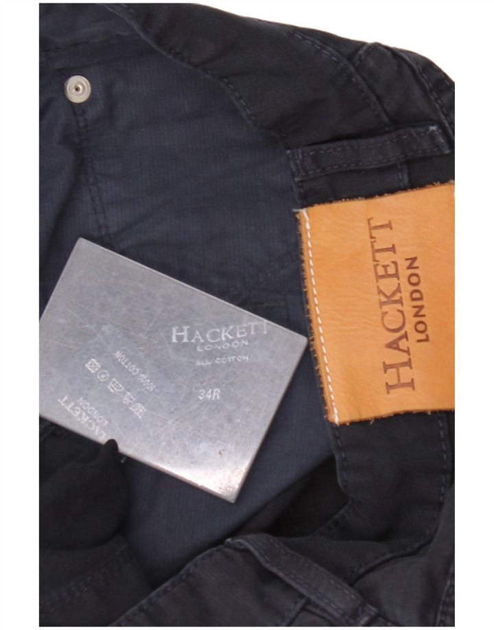 HACKETT Pantalones rectos informales para hombre W34 L32 Algodón azul marino