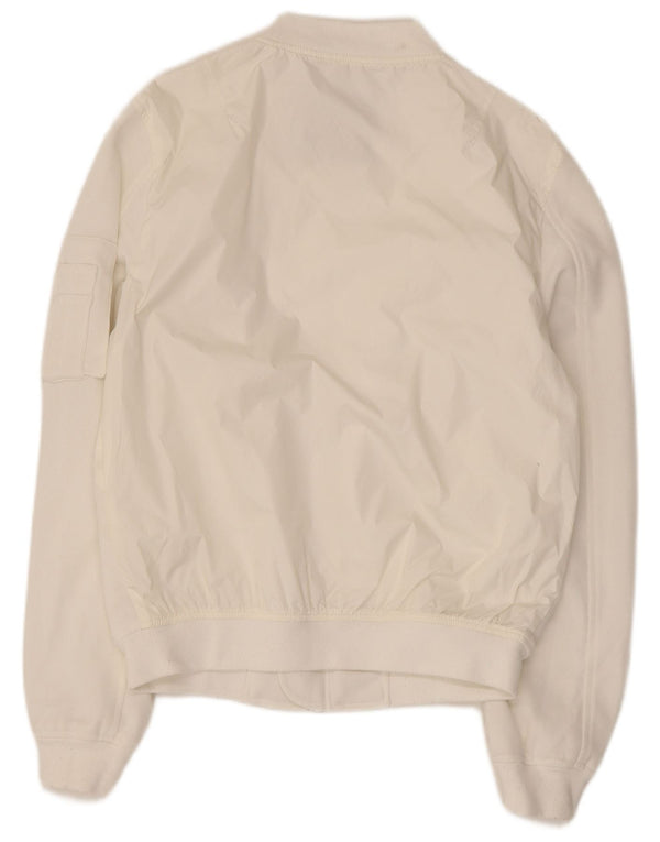 Zara Hombre Cazadora Bomber UK 38 Mediana Nylon Blanco