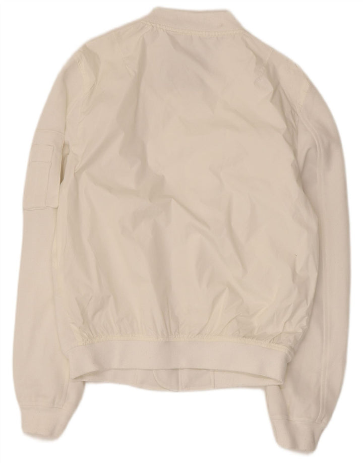 Zara Hombre Cazadora Bomber UK 38 Mediana Nylon Blanco
