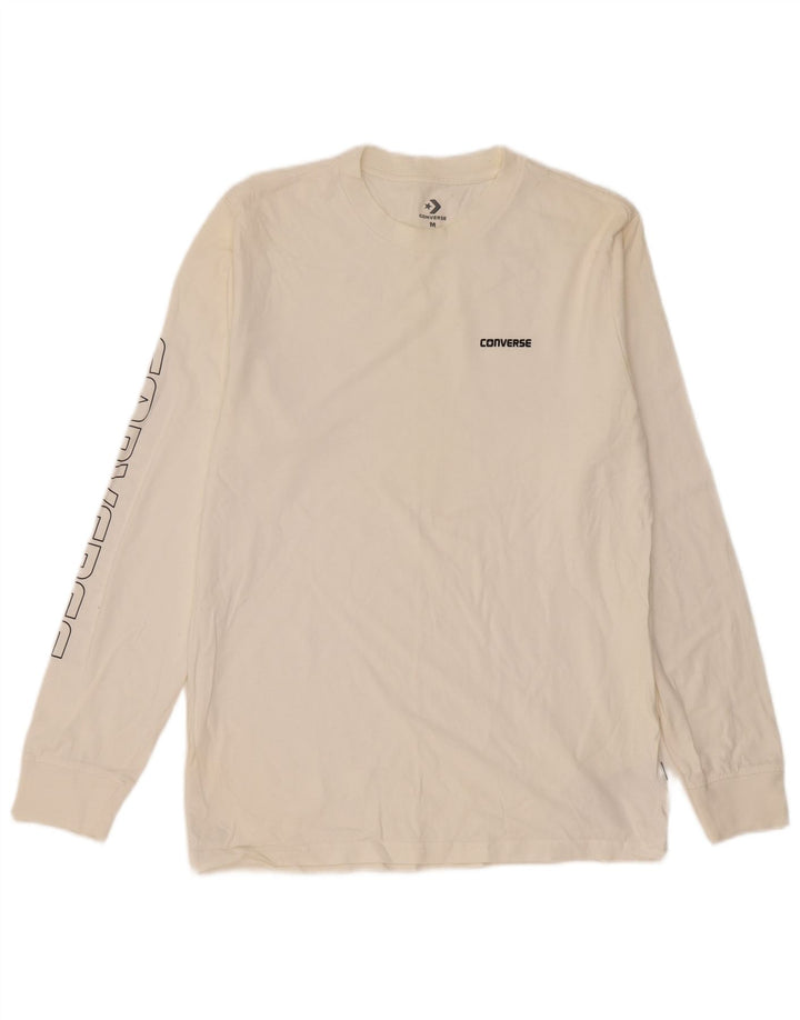 Converse Hombre Gráfico Top Manga Larga Medio Algodón Blanco