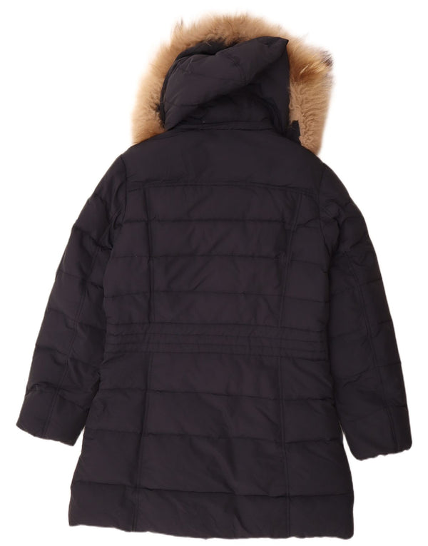 Canadiens Abrigo acolchado con capucha para mujer IT 46 Grande Algodón azul marino