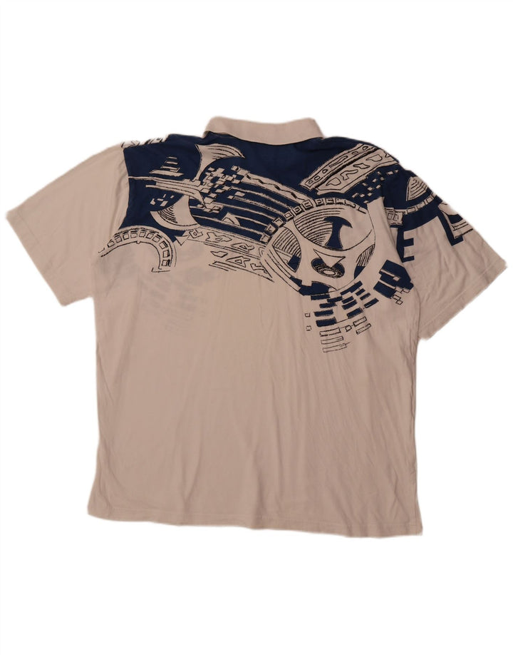 SHAMP Polo gráfico para hombre EU 48 Algodón geométrico blanco mediano