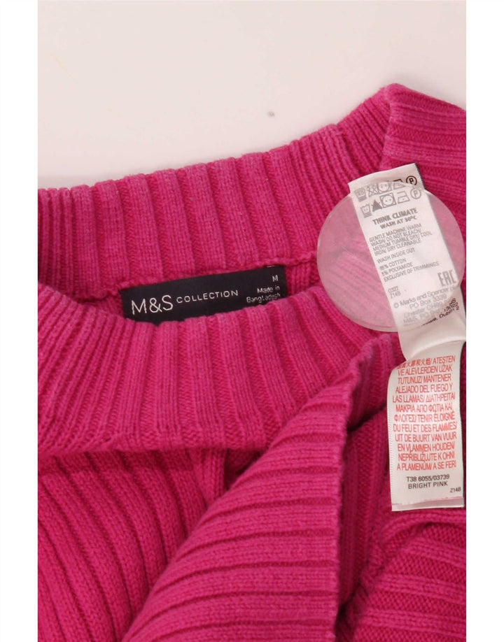 Marks & Spencer Jersey con Cuello Alto para Mujer UK 40 Algodón Rosa Medio