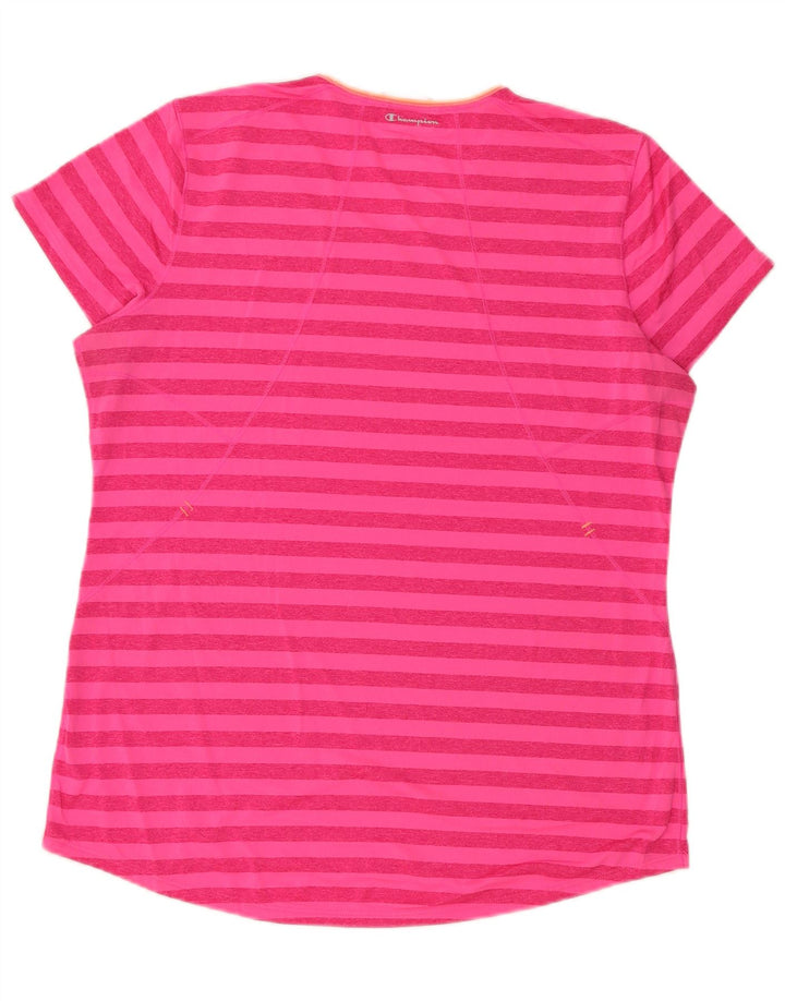 Champion Camiseta para mujer Top UK 46 Grande Rosa Poliéster a rayas