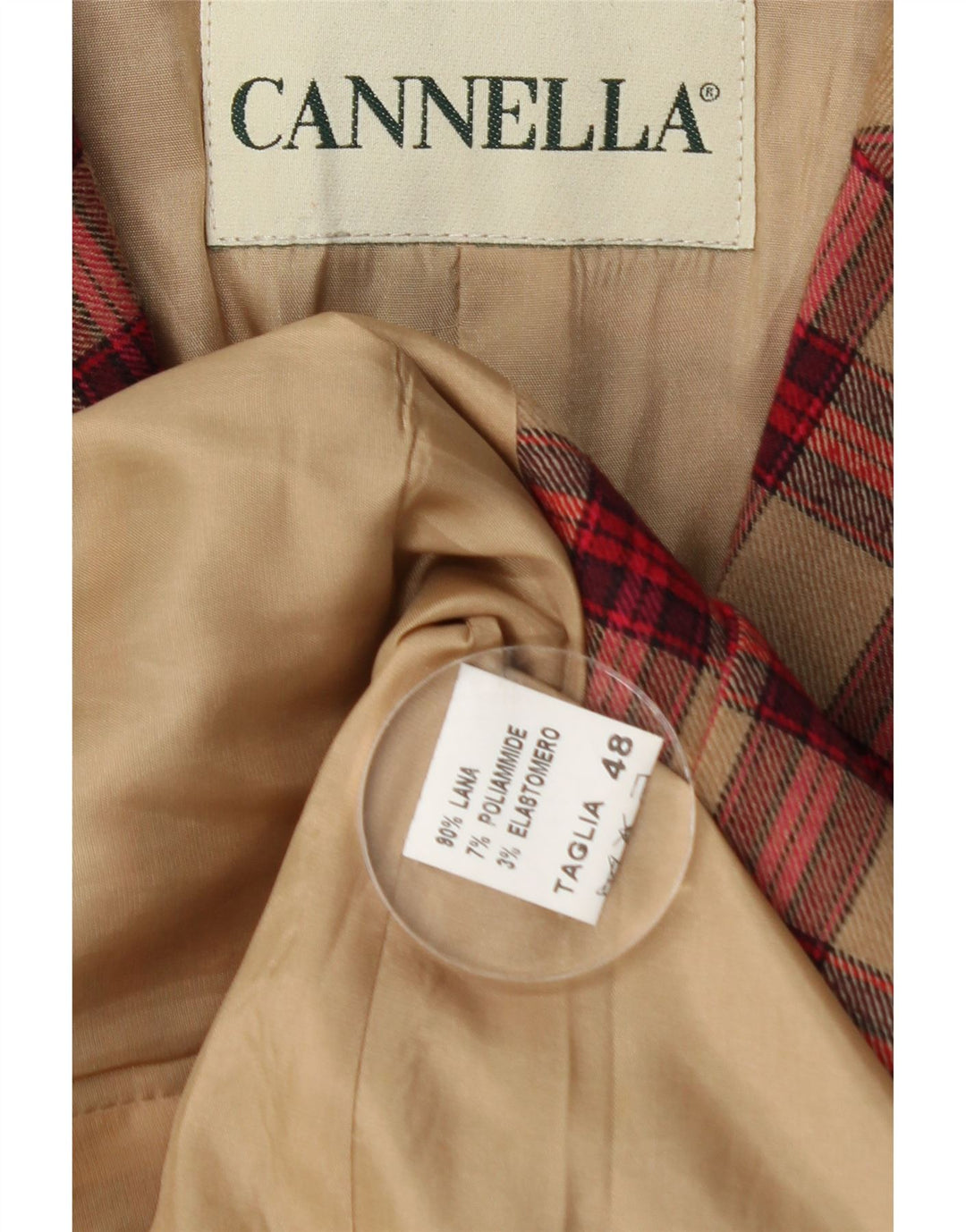 VINTAGE Womens 3 Button Blazer Jacket IT 48 XL Red Check Wool