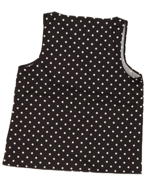 Lipsy Blusa sin mangas para mujer UK 44 Large Poliéster de lunares negros