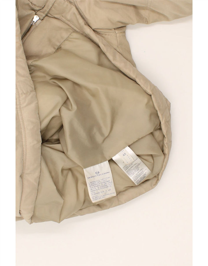 SERGIO TACCHINI Mens Padded Coat IT 48 Medium Beige Cotton | Vintage Sergio Tacchini | Thrift | Second-Hand Sergio Tacchini | Used Clothing | Messina Hembry 