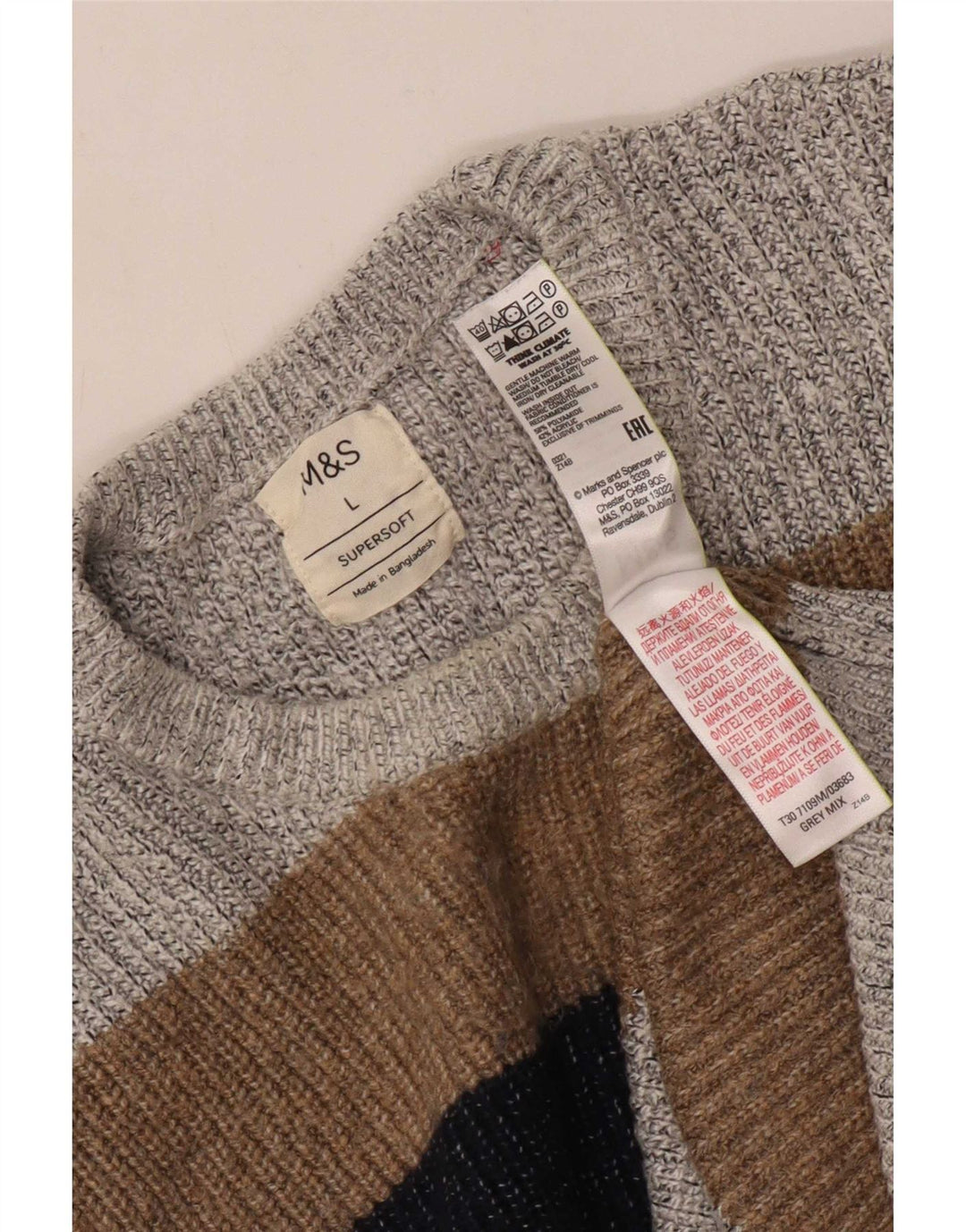 Marks & Spencer Jersey De Cuello Redondo Para Hombre Gris Grande Colorblock