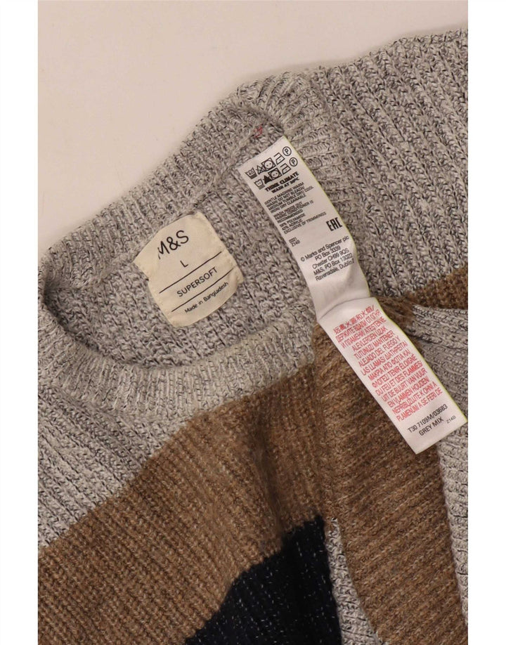 Marks & Spencer Jersey De Cuello Redondo Para Hombre Gris Grande Colorblock