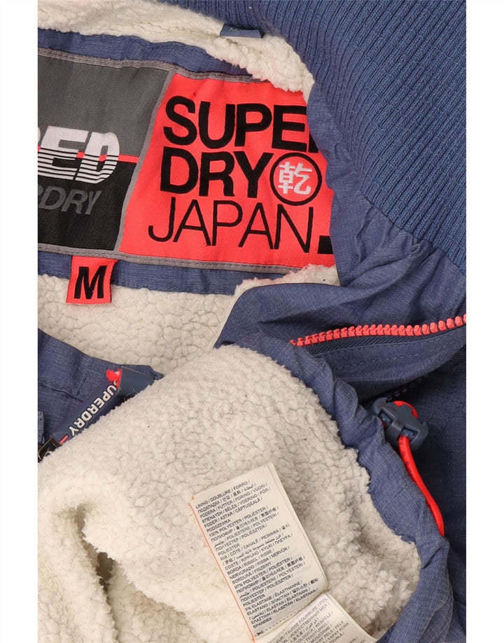 Superdry Chaqueta Cortavientos Sherpa con Capucha para Mujer UK 44 Azul Medio