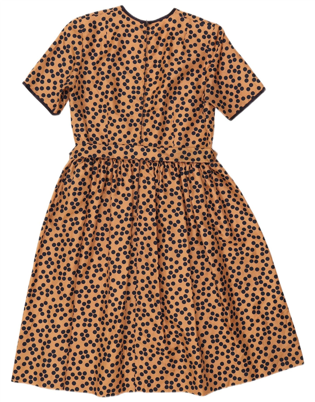 VINTAGE Mujer A-Line Vestido Reino Unido 12 Marrón Medio Manchado