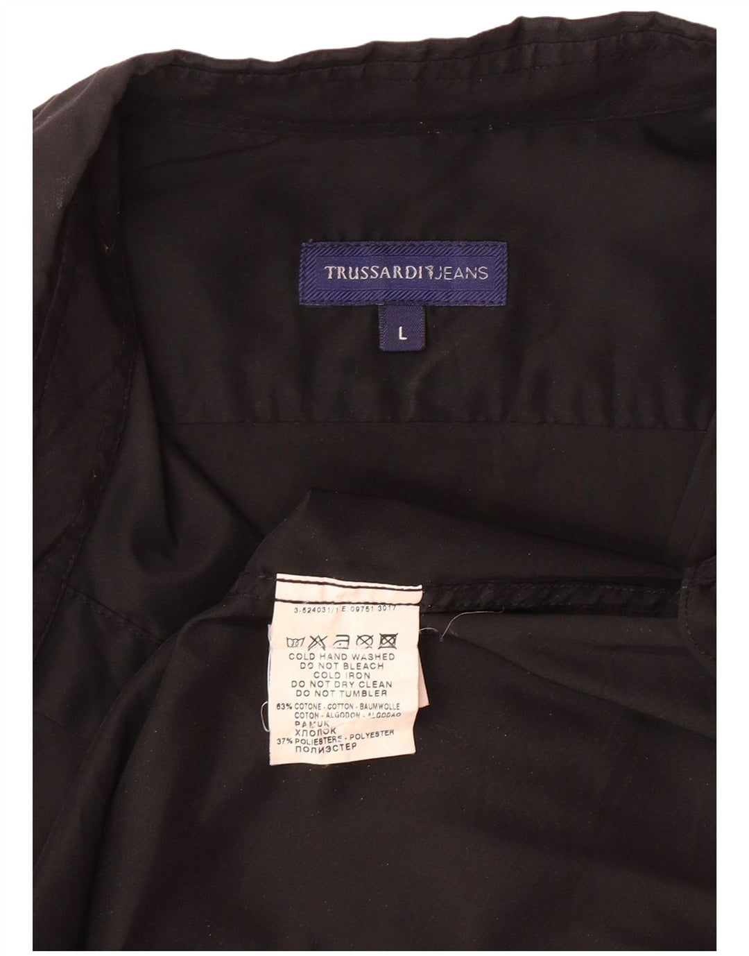 TRUSSARDI JEANS Camisa Hombre Grande Algodón Negro