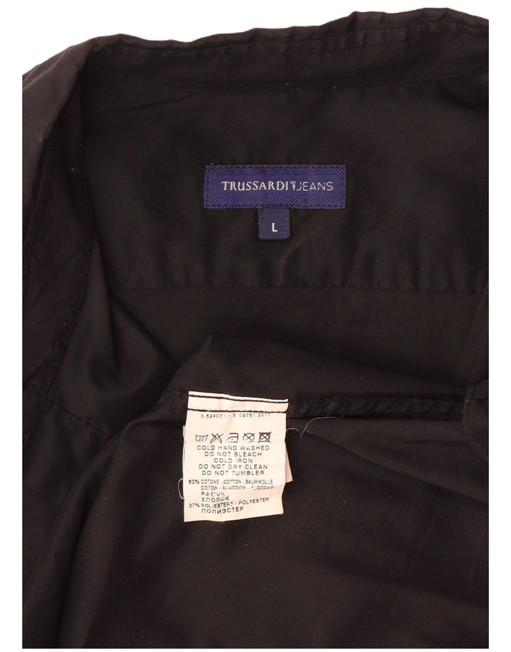 TRUSSARDI JEANS Camisa Hombre Grande Algodón Negro