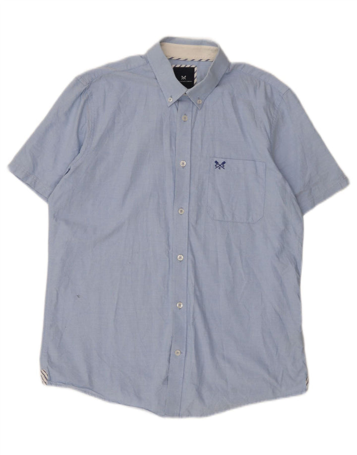 Crew Clothing Camisa de manga corta para hombre Algodón azul medio