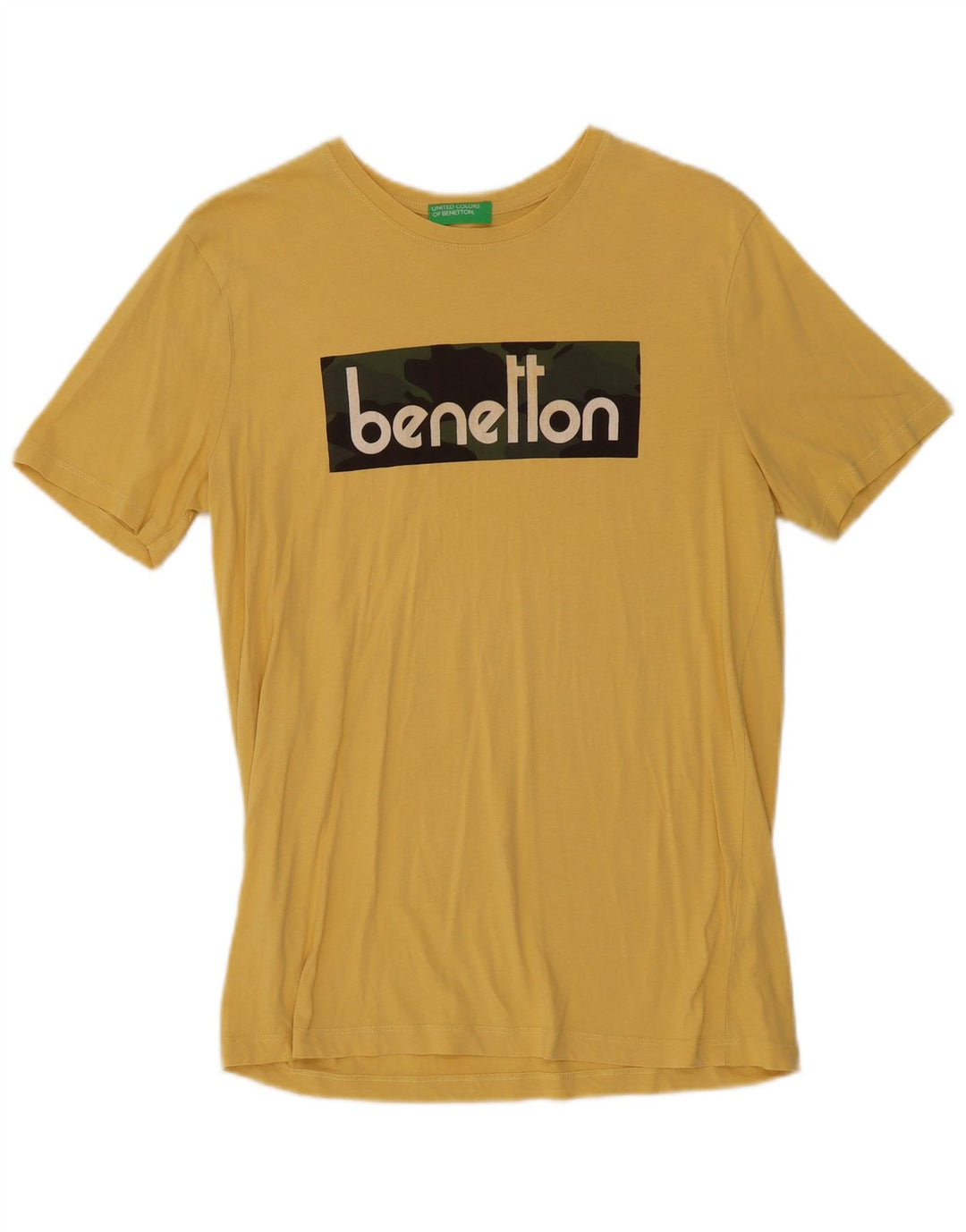 Benetton Camiseta Gráfica De Algodón Amarillo Medio