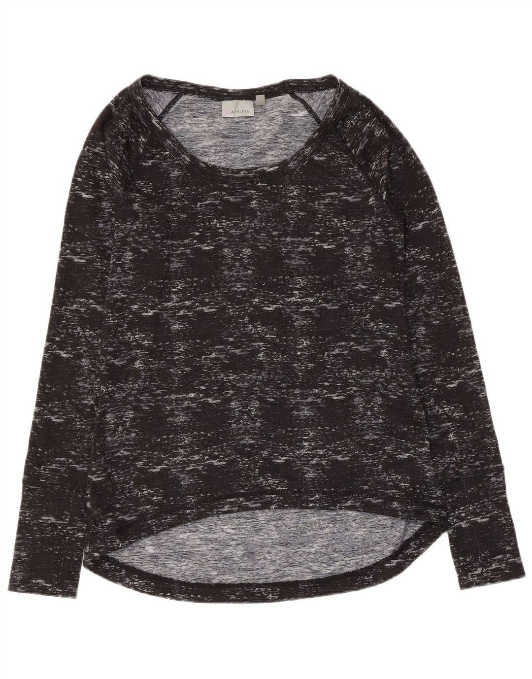 ATHLETA Womens Top Long Sleeve UK 6 XS Black Flecked Polyester