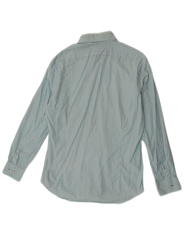 Tommy Hilfiger Camisa a medida para hombre Talla 42 16 1/2 Algodón a cuadros azul grande