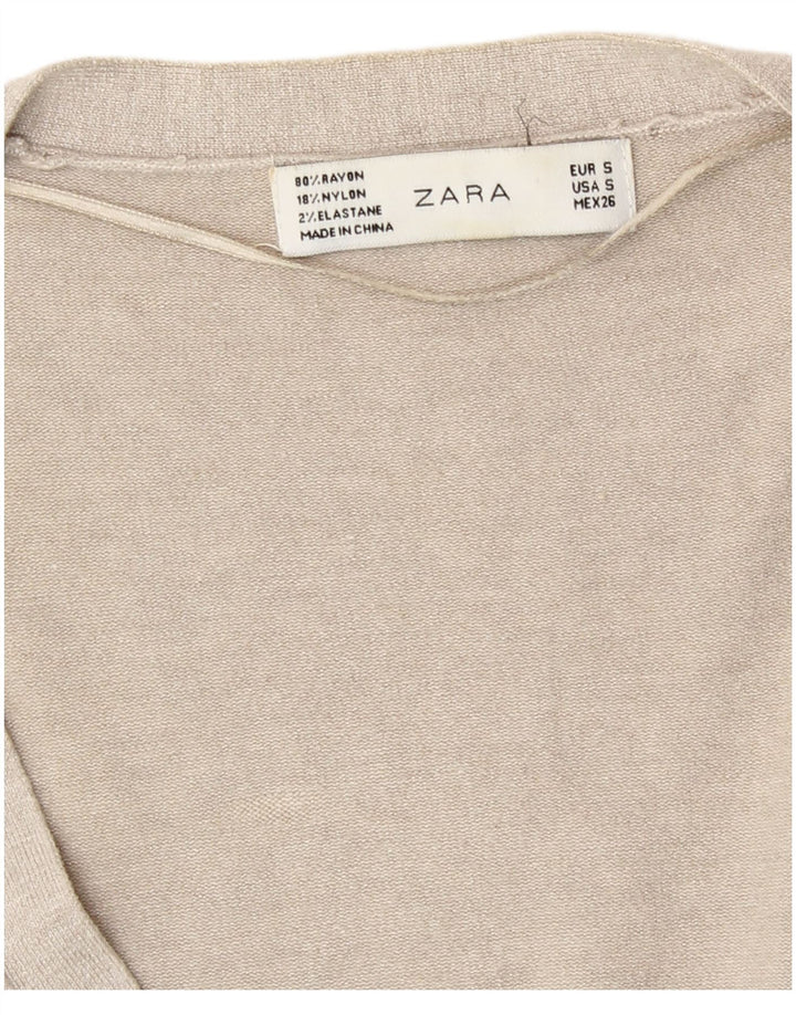 Zara Mujer Cárdigan Suéter UK 10 Small Gris