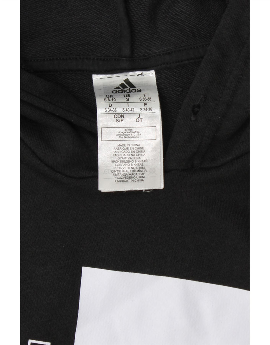 ADIDAS Sudadera con capucha gráfica para mujer Reino Unido 8/10 Pequeño Algodón negro