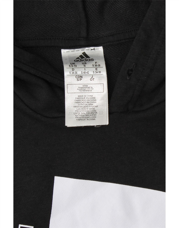 ADIDAS Sudadera con capucha gráfica para mujer Reino Unido 8/10 Pequeño Algodón negro