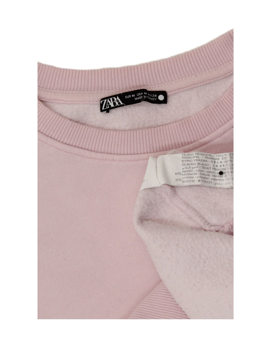 Zara Mujer Sudadera Jumper UK 12 Mediano Rosa Algodón