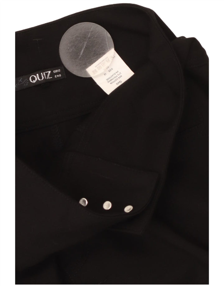 QUIZ Pantalones casuales ajustados de cintura alta para mujer UK 12 Medium W28 L28 Negro