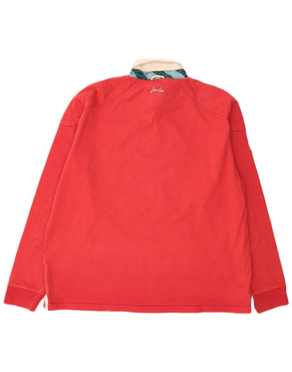 JOULES Polo de rugby de manga larga para hombre 2XL Algodón color block rojo