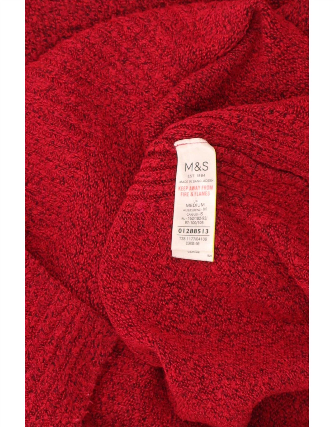 Marks & Spencer Suéter tipo jersey con cuello barco para mujer, Reino Unido 44, mediano, moteado en rojo
