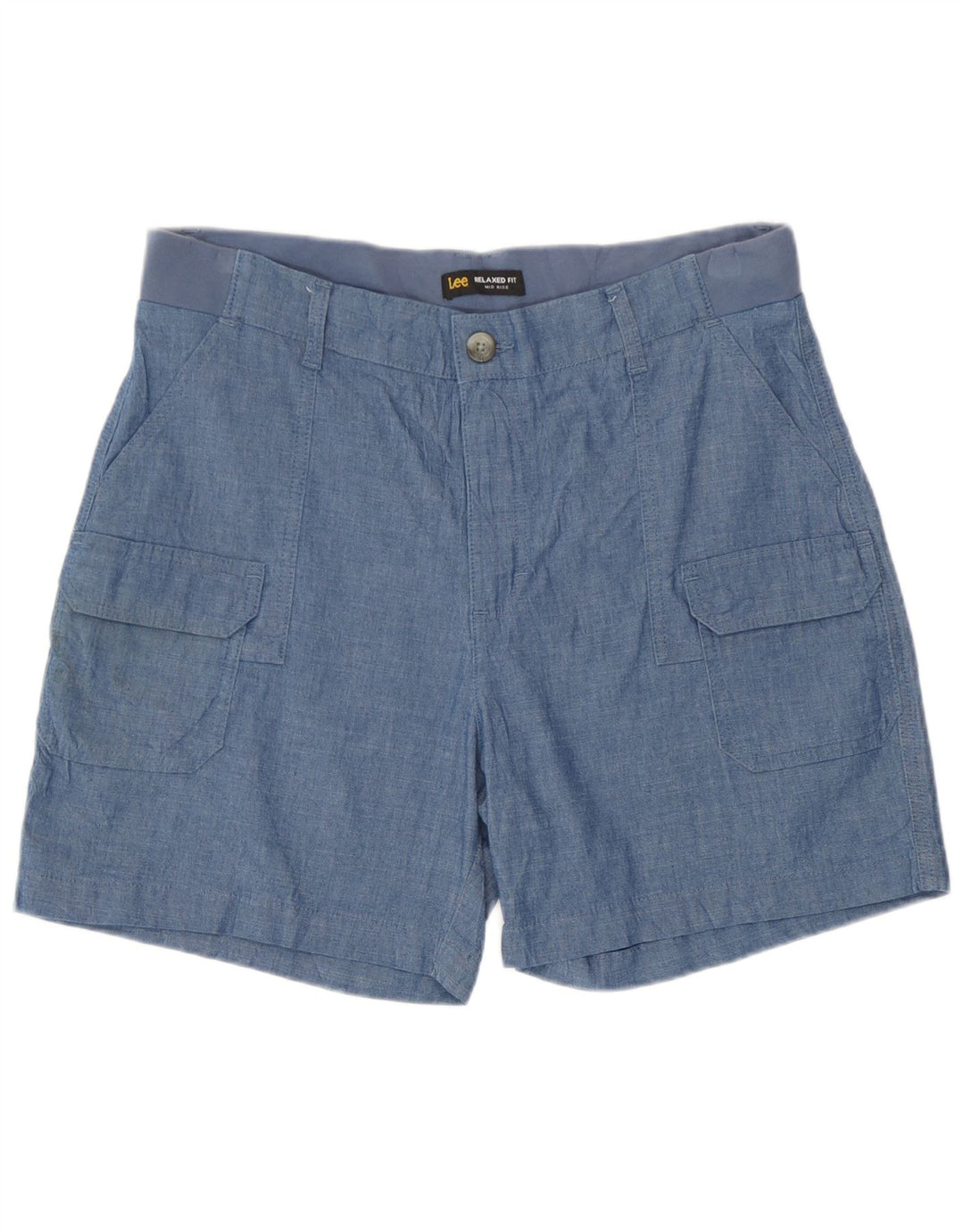 Lee Pantalones Cortos Cargo De Talle Medio Y Ajuste Relajado para Mujer W34 Grande Azul