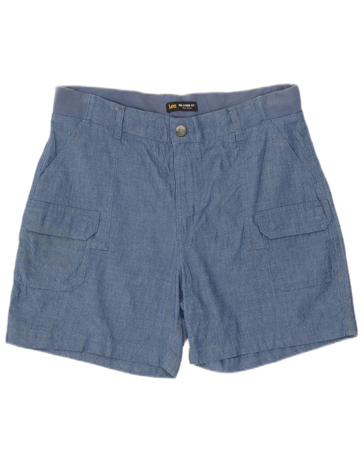 Lee Pantalones Cortos Cargo De Talle Medio Y Ajuste Relajado para Mujer W34 Grande Azul