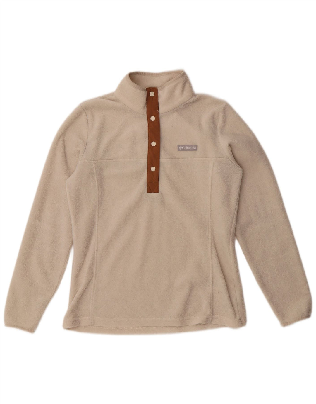 Columbia Jersey de forro polar con cuello y botones para mujer UK 10 Small Off White Poliéster