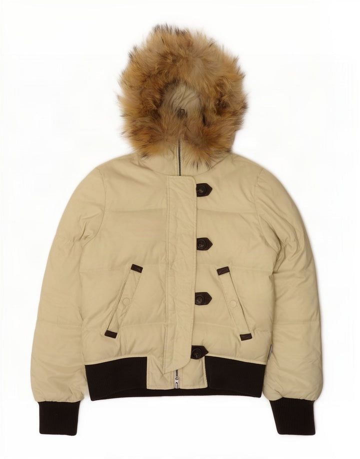 Chaqueta acolchada con capucha para mujer Sergio Tacchini IT 42 Medium Beige Colourblock