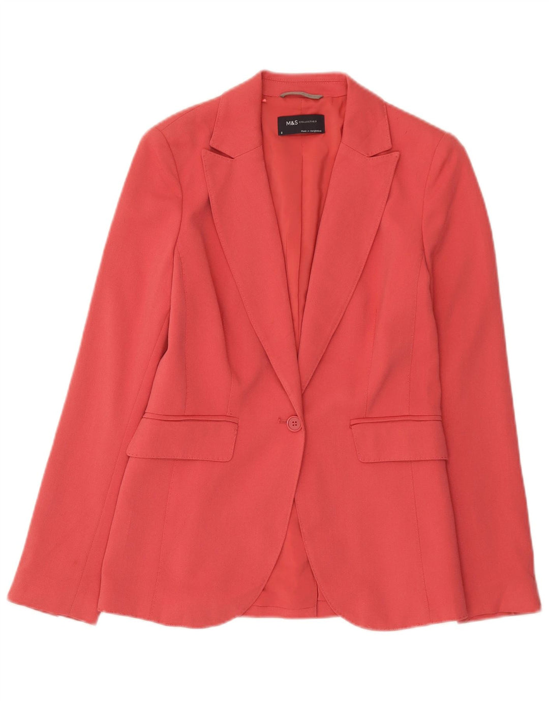Marks & Spencer Chaqueta tipo blazer con 1 botón para mujer UK 8 Small Poliéster rosa