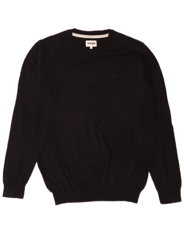 Wrangler Jersey con cuello redondo para hombre, talla grande, algodón negro